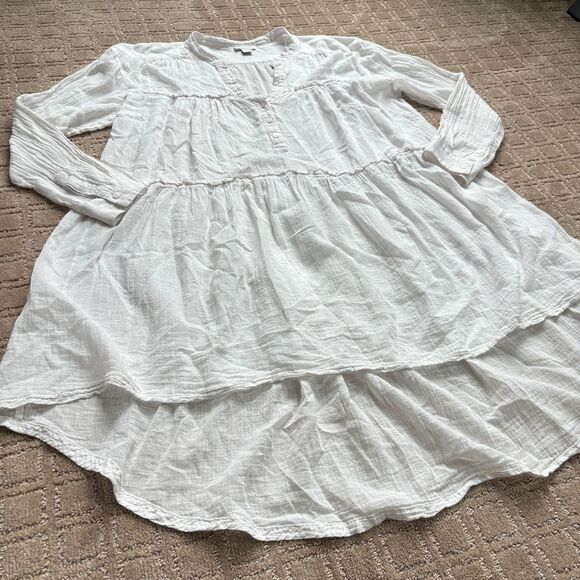 Sundance Prairie Tunic Dress Coverup Small White Cottage Western Boho Oversized - Picture 7 of 9